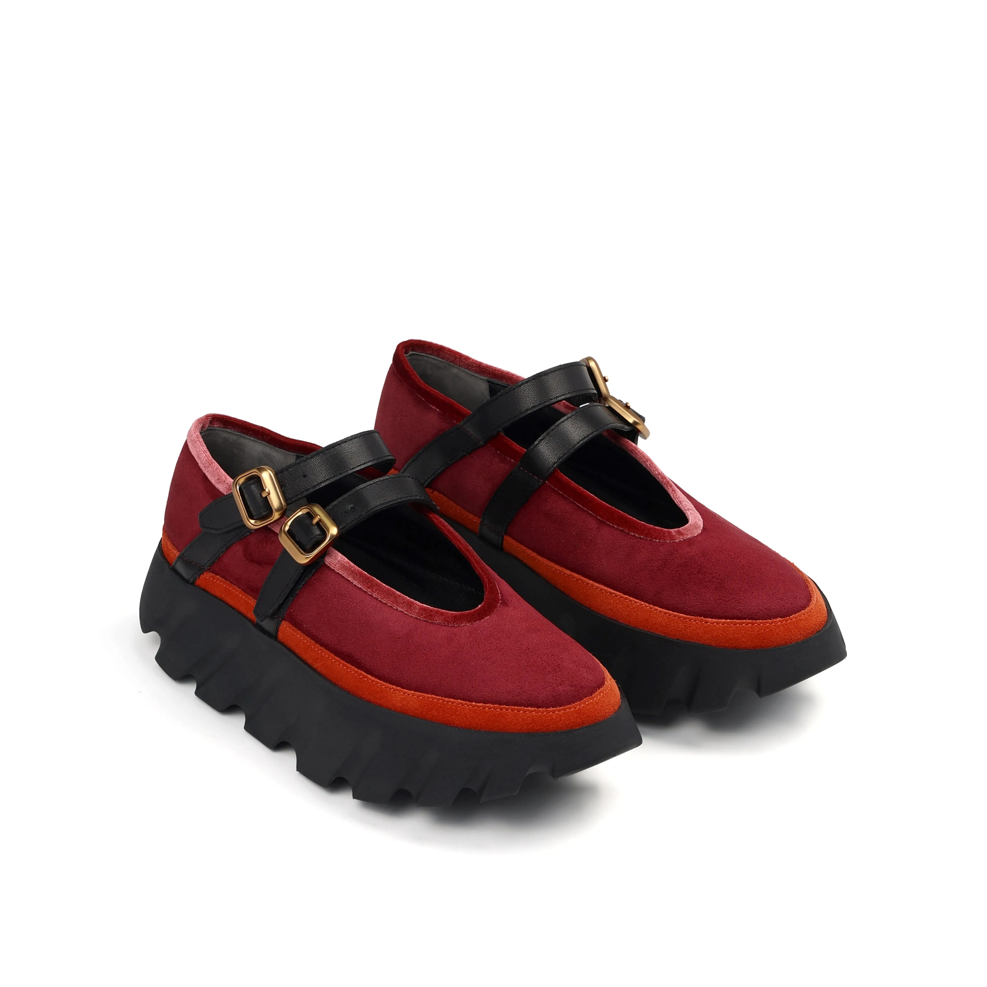 4CCCCEES TURA BALLET - BURGUNDY RED New In