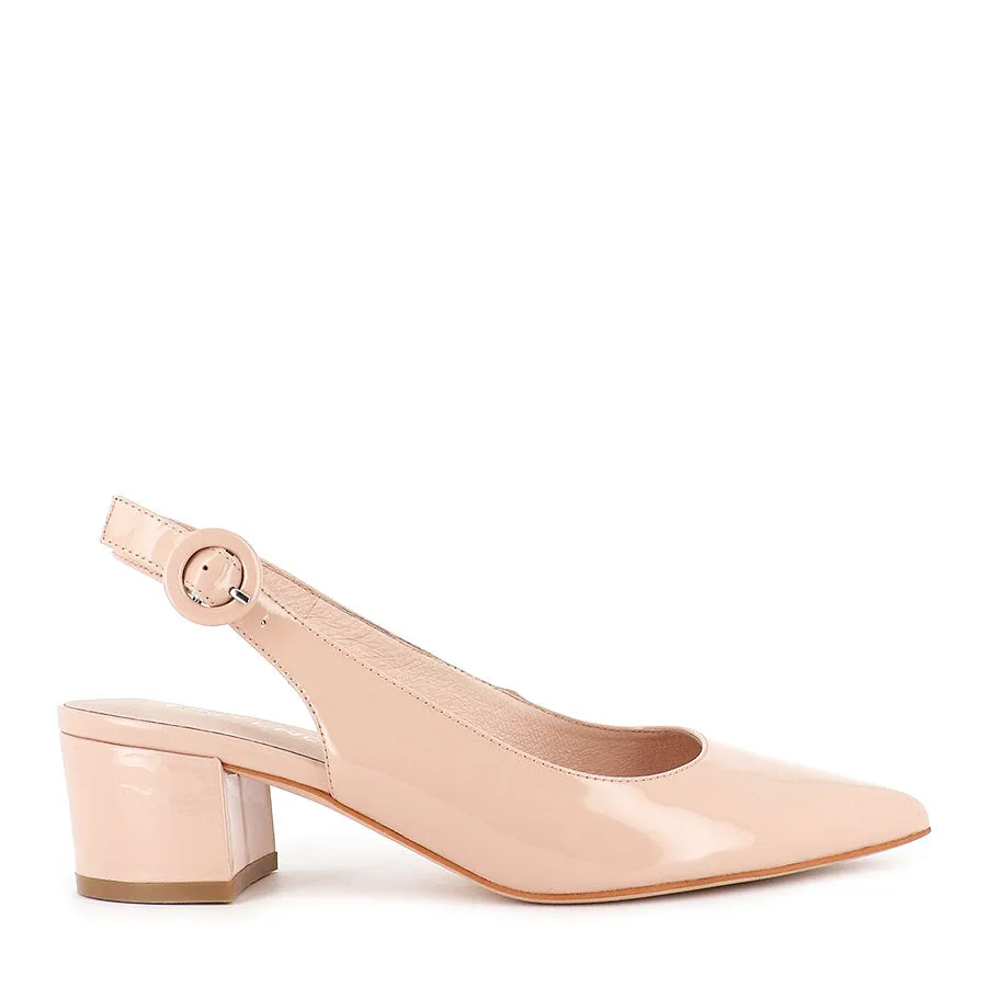 ABIGALE - NUDE PATENT LEATHER Soft Leather Shoes Good Grip