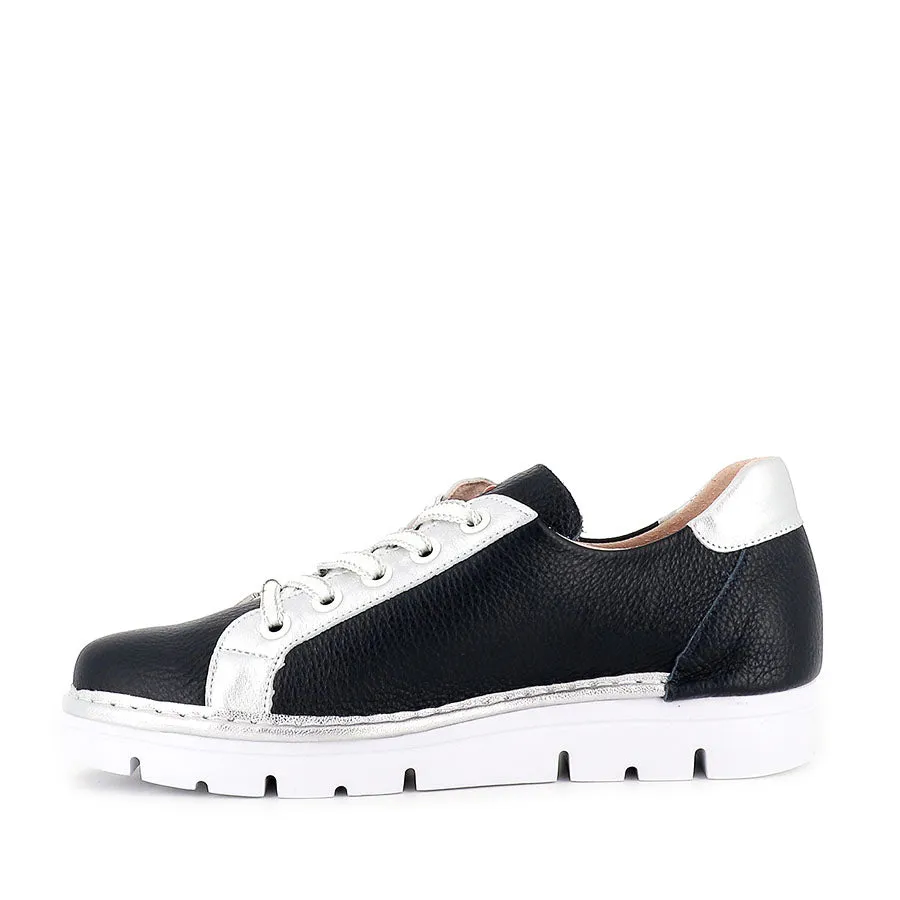 Asymmetric Lacing System No Squeeze JACKIE JS-2001 - DARK NAVY/SILVER LEATHER