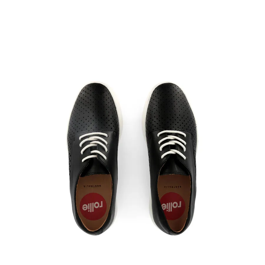 Durable Outsole Design DERBY CITY PUNCH - BLACK LEATHER