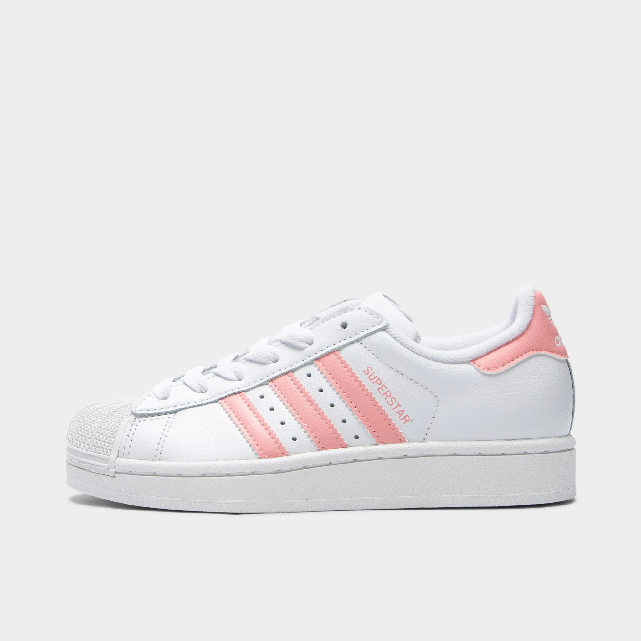 adidas Junior's Superstar 2 White / Semi Pink Spark Slip   On Design