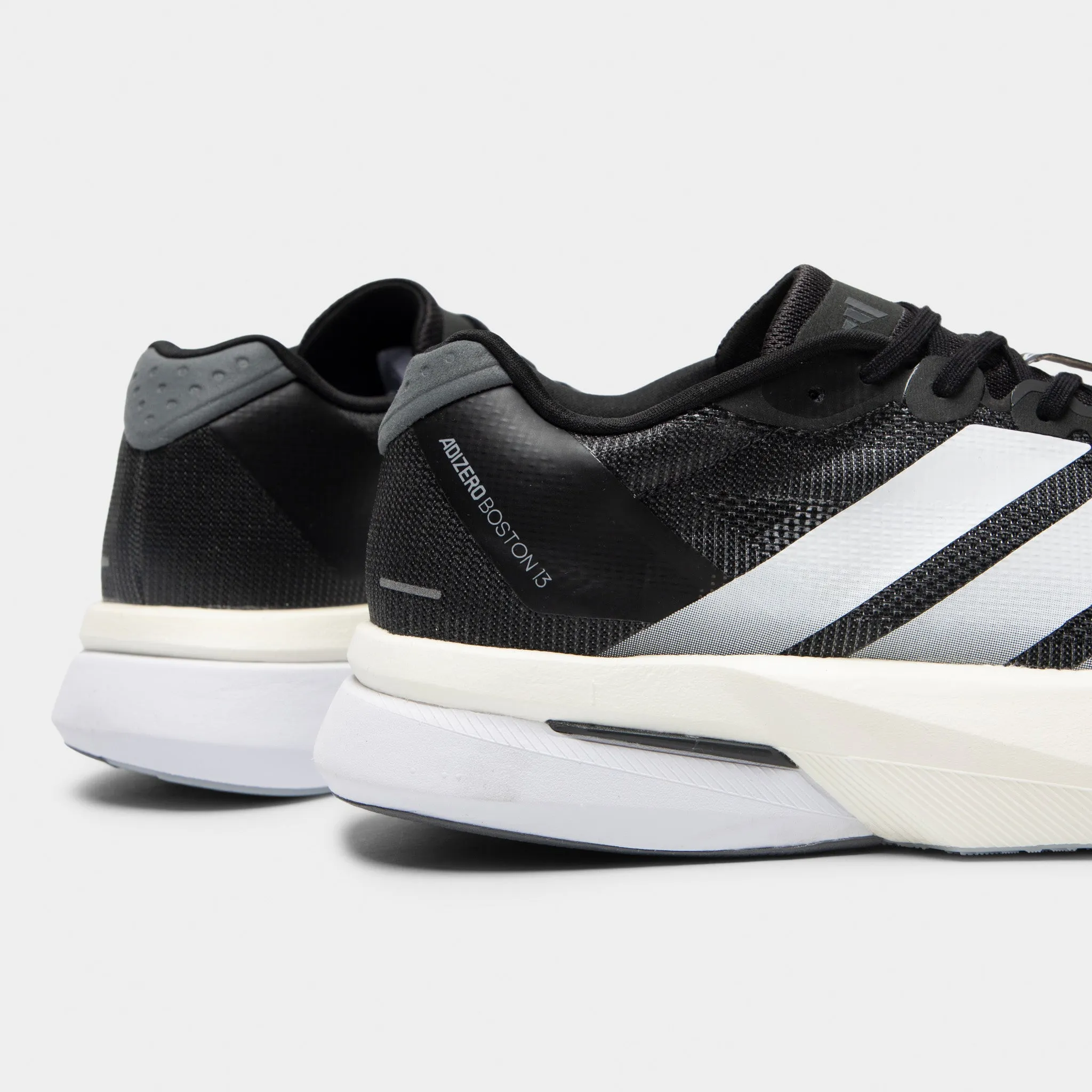 adidas Adizero Boston 13 Black / White - Grey Minimalist Design Maximum Cushioning