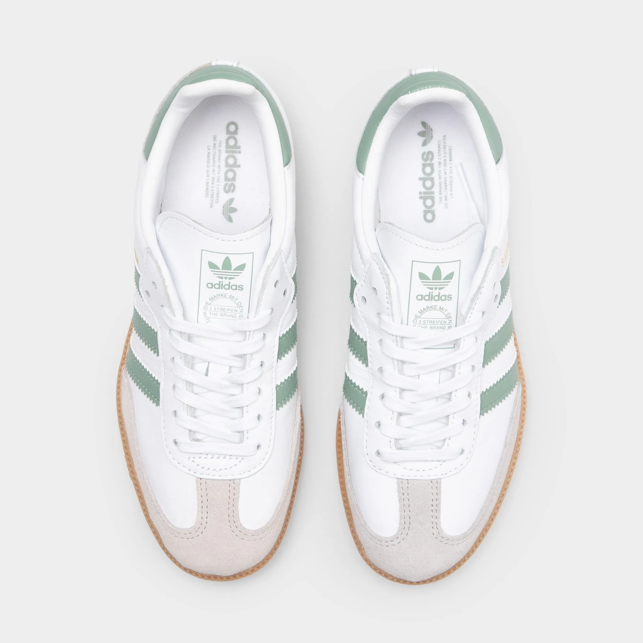 adidas Juniors' Samba OG Footwear White / Silver Green - Gum Adjustable Strap Lock