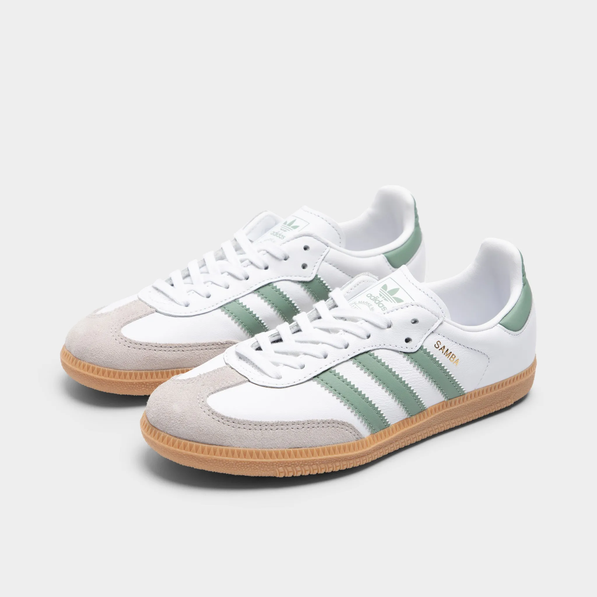 adidas Juniors' Samba OG Footwear White / Silver Green - Gum Run Fast Feet Relief