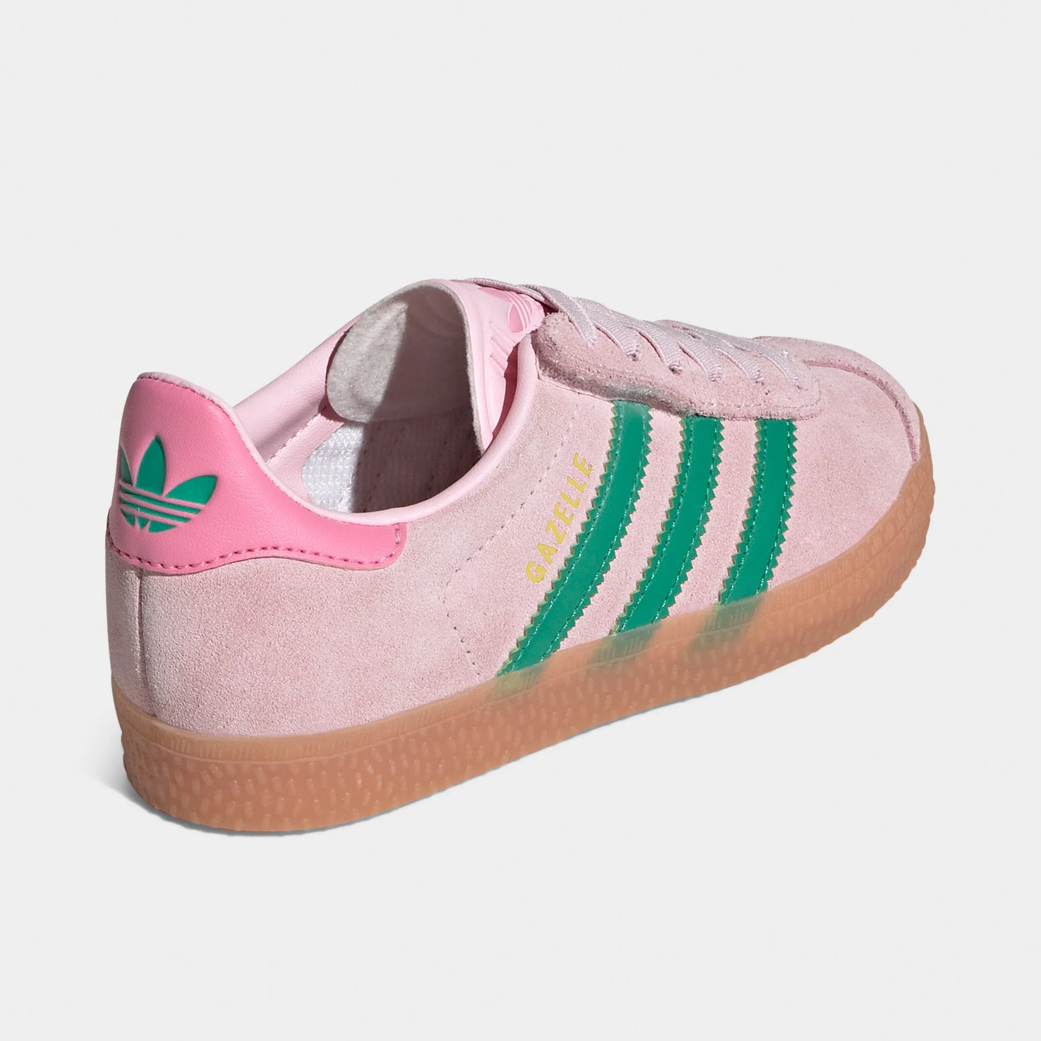 adidas Originals Children's Gazelle Pink / Green - Gum Shock-absorbent cushioning
