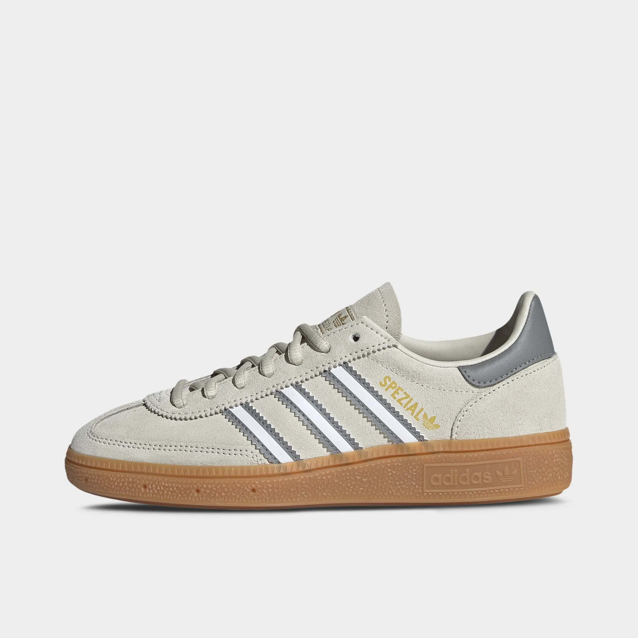 adidas Originals Juniors' Handball Spezial Alumina / White - Grey Adaptive Lacing Mechanism Durable Lacing System