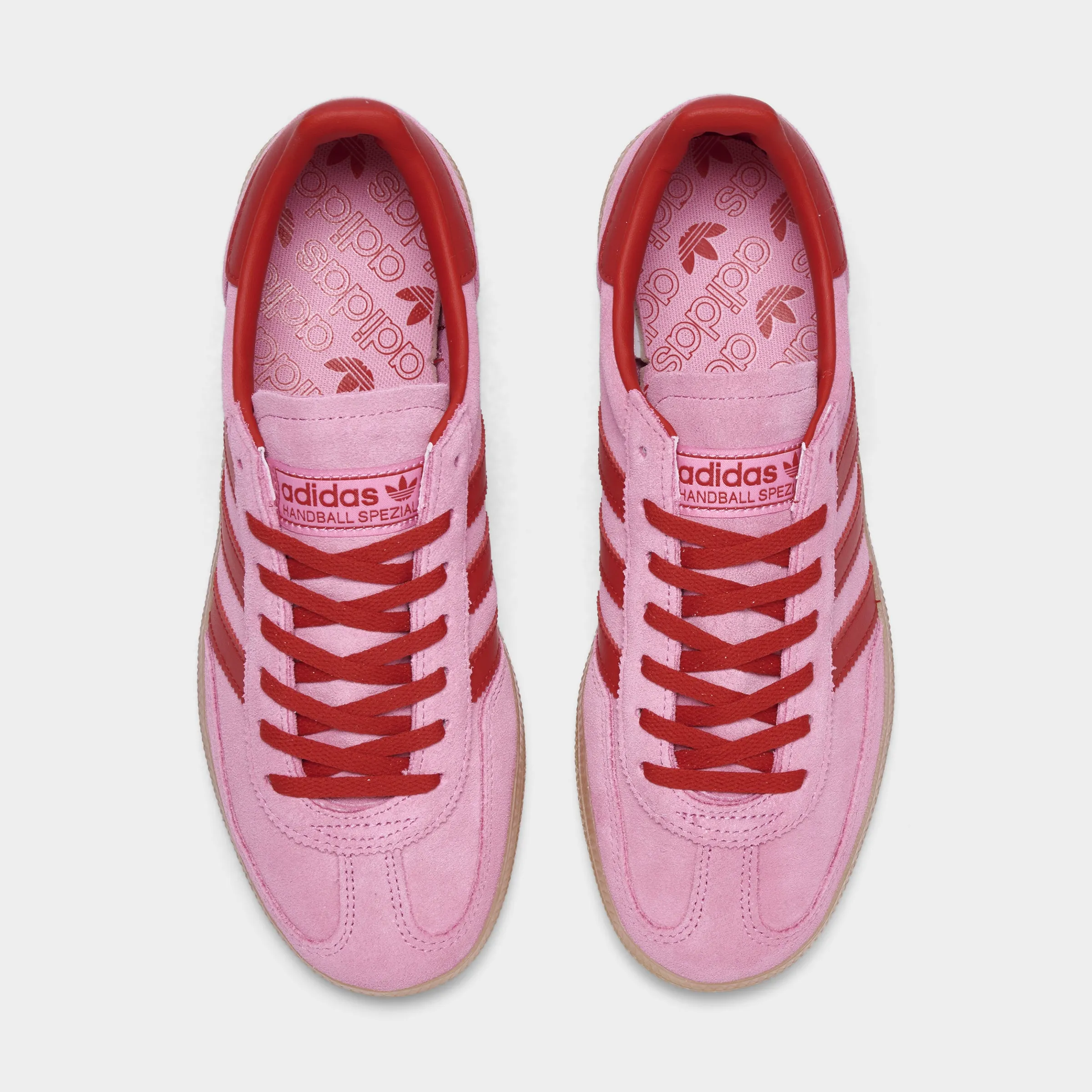 adidas Originals Women's Handball Spezial Semi Pink Glow / Better Scarlet - Gum Durable Lacing System Cloud Feel