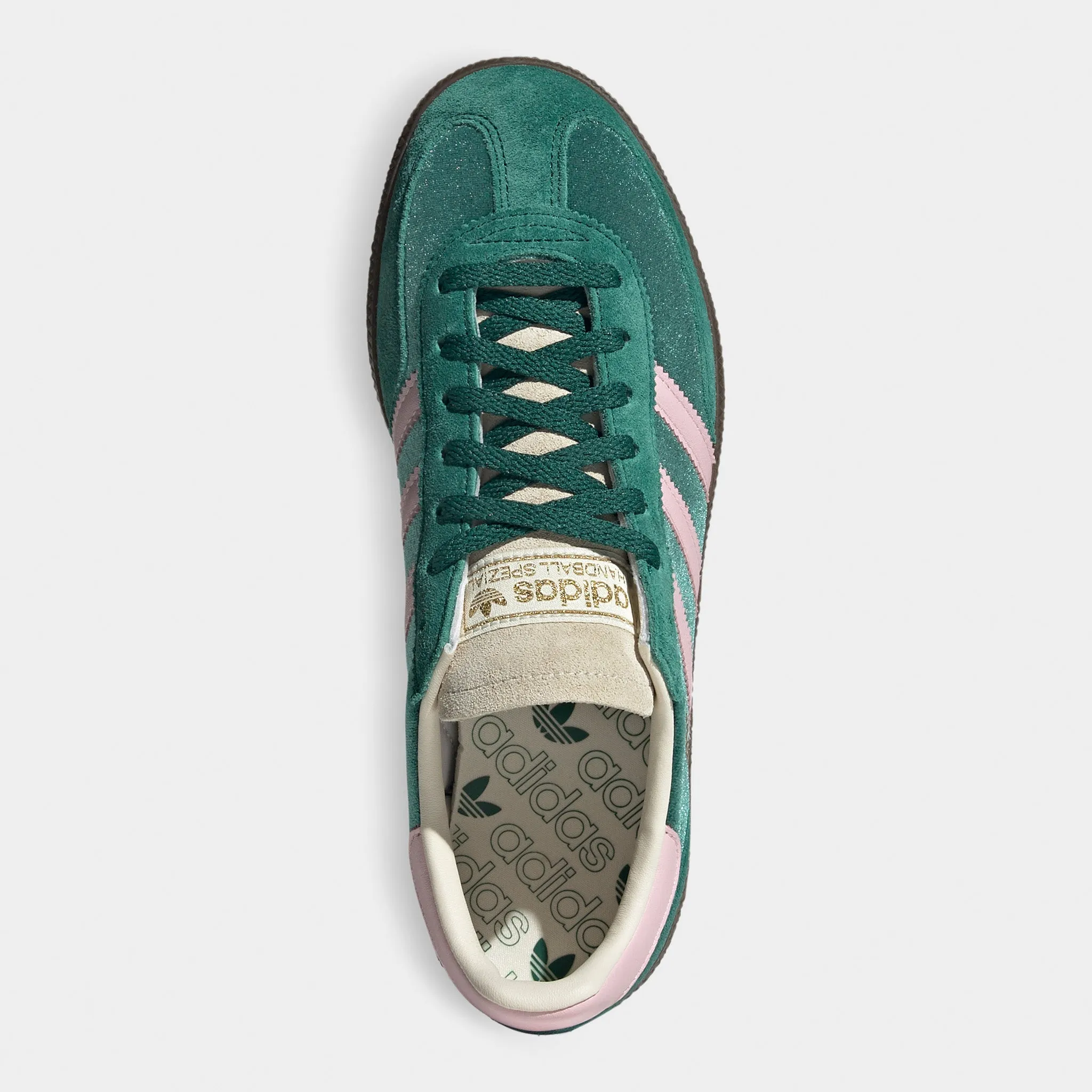 Stitchless Design Adaptive Steps adidas Women's Handball Spezial Collegiate Green / Clear Pink - Cream White