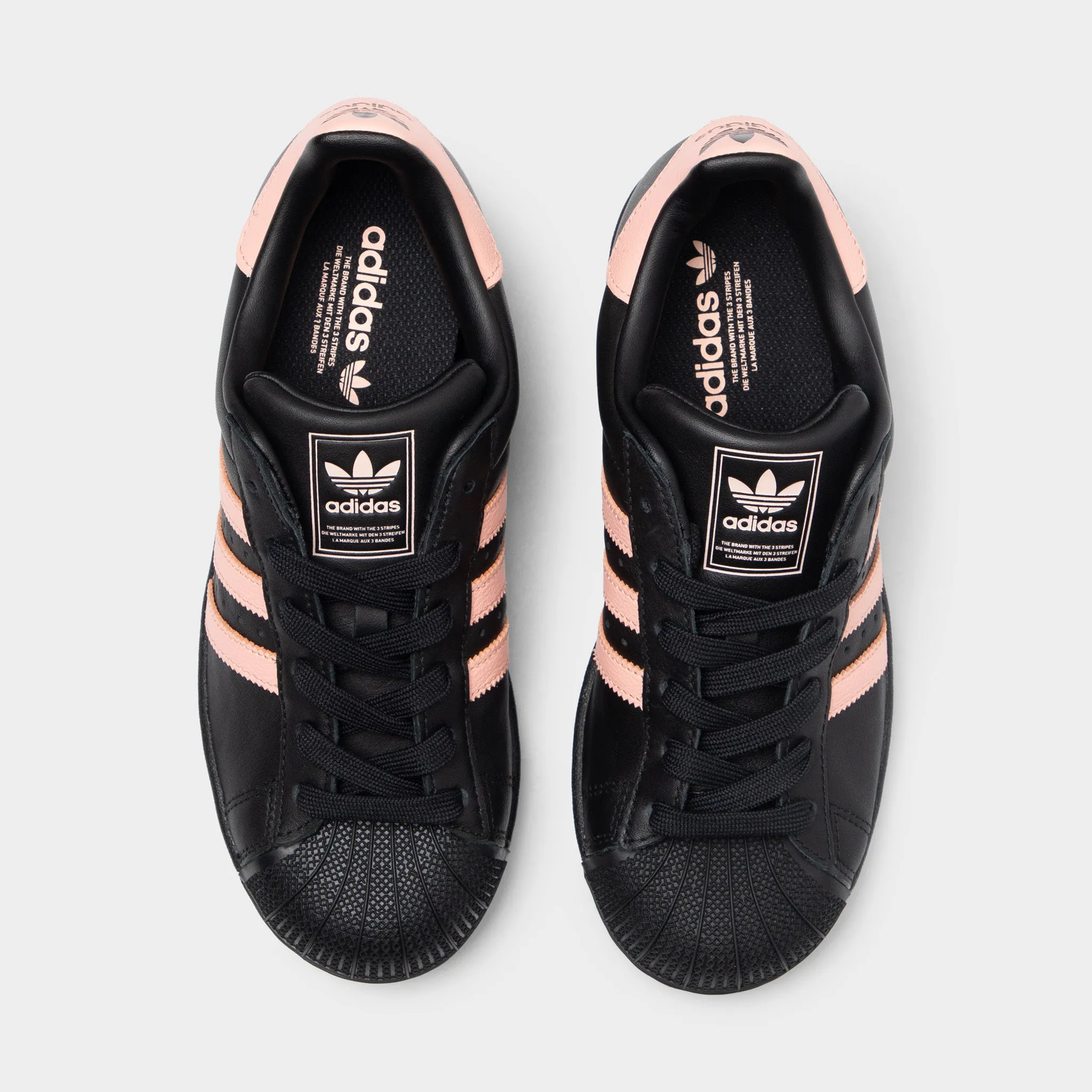 adidas Women's Superstar II Core Black / Glow Pink Comfort arch No Tie