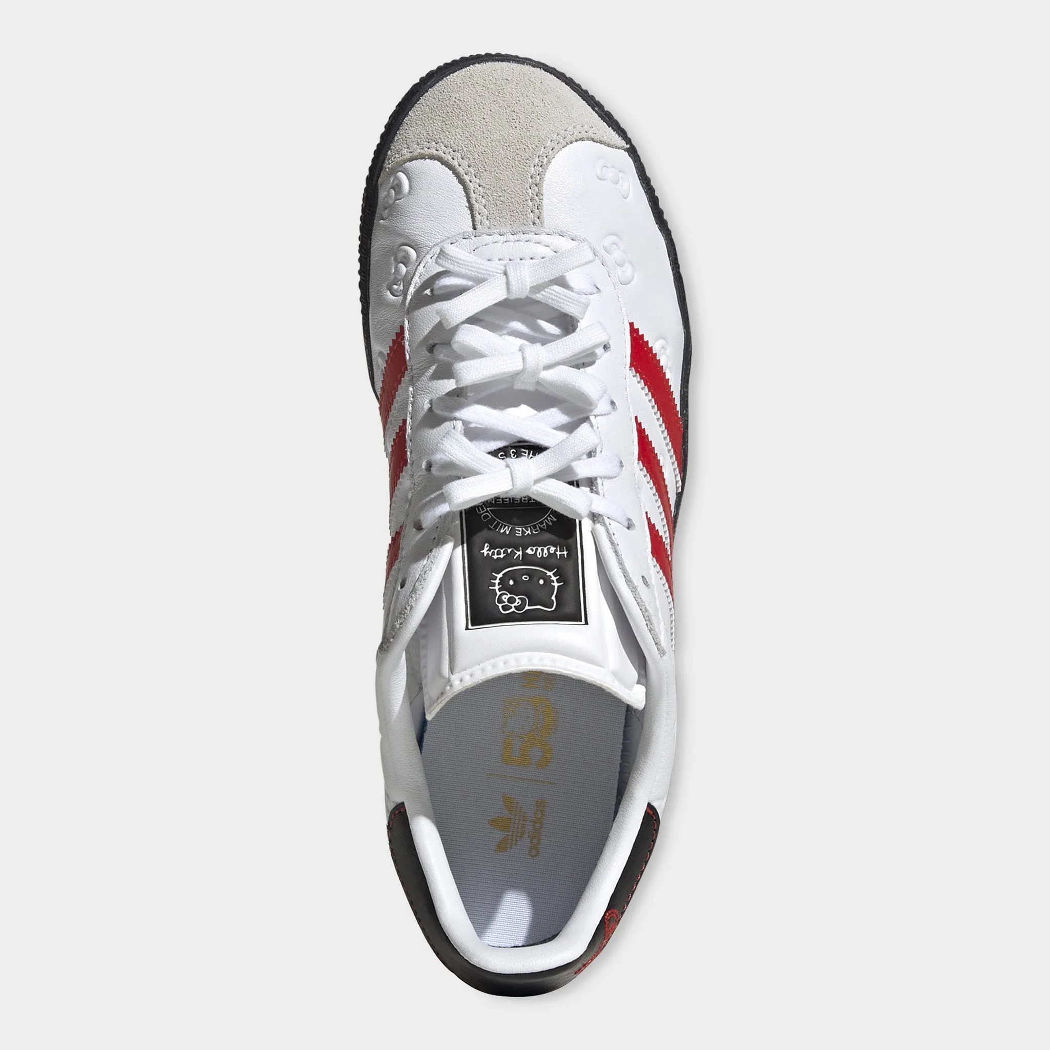 Street Friendly Asymmetric Lacing Designs adidas x Hello Kitty Juniors' Gazelle White / Red