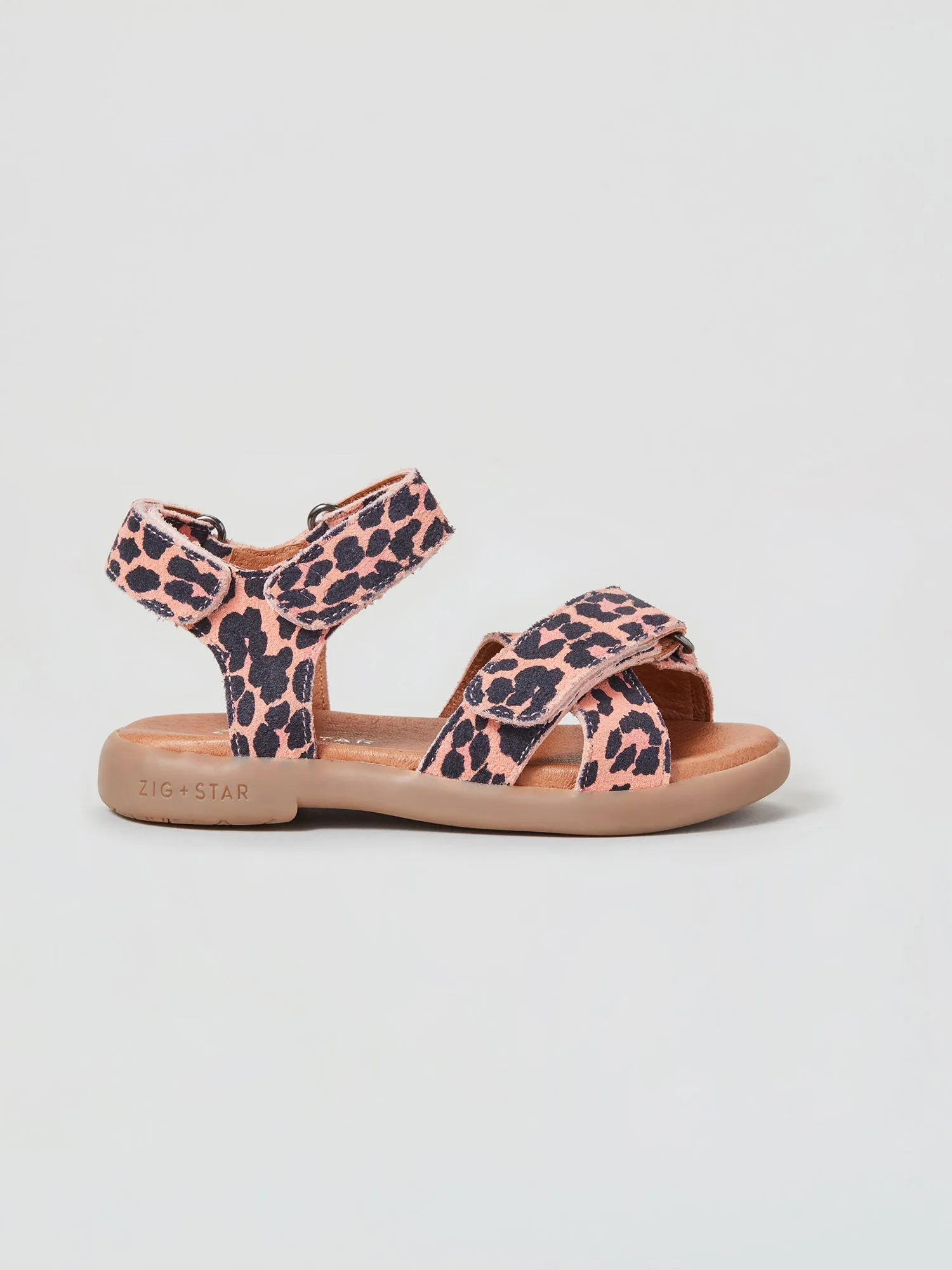 Rae Infant Cross-Strap Sandal Pink Animal Cushioned Footbed