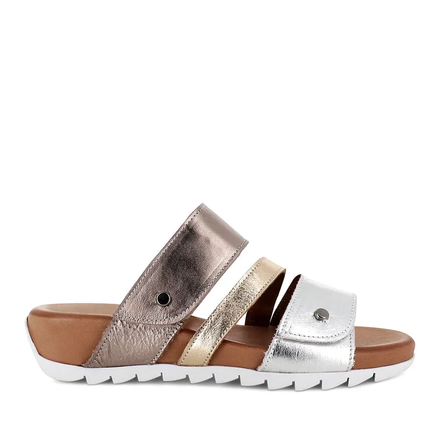 TIRAN - SILVER GOLD PEWTER adjustable fit shoes