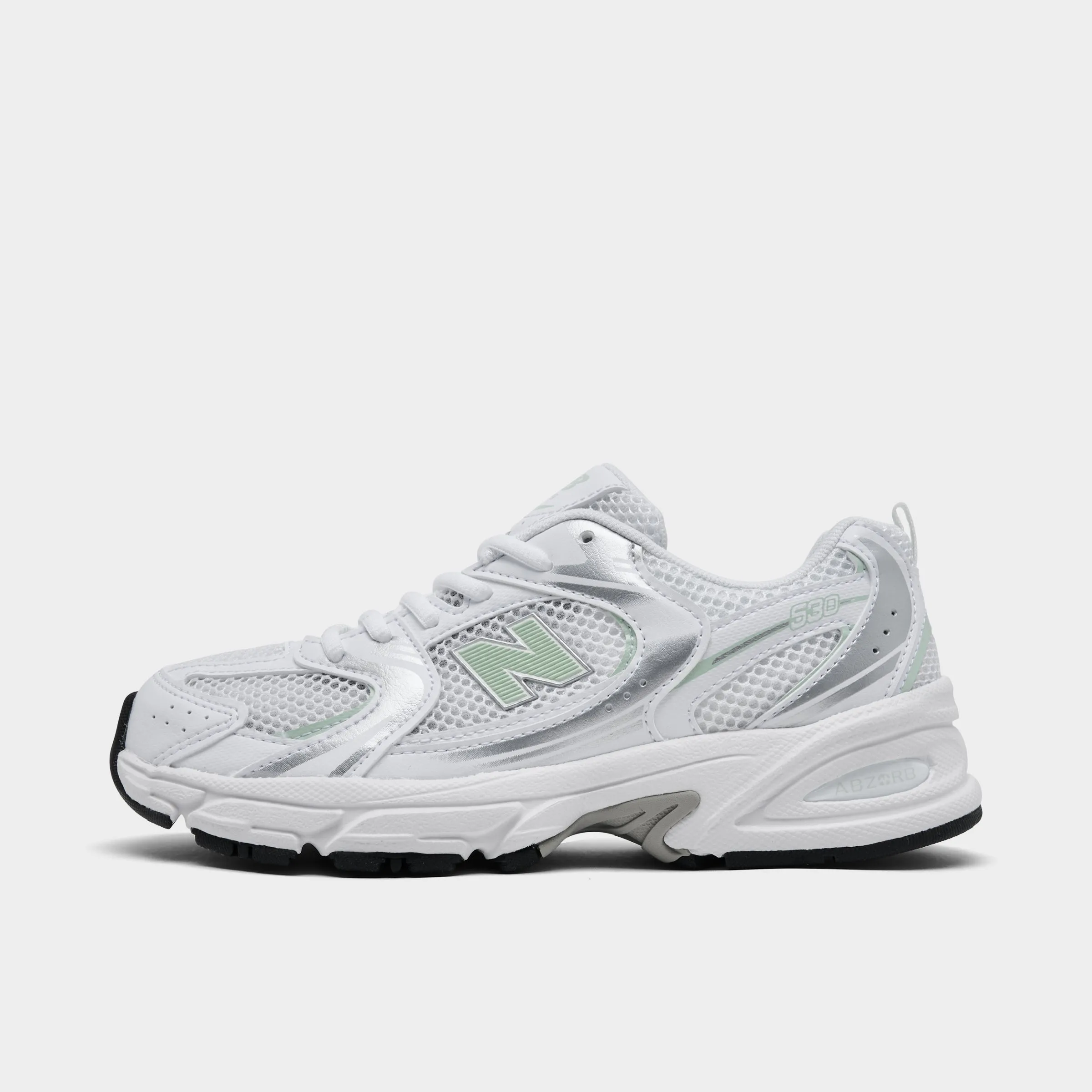 New Balance Juniors' 530 White / Silver Synthetic Finish Light Padding