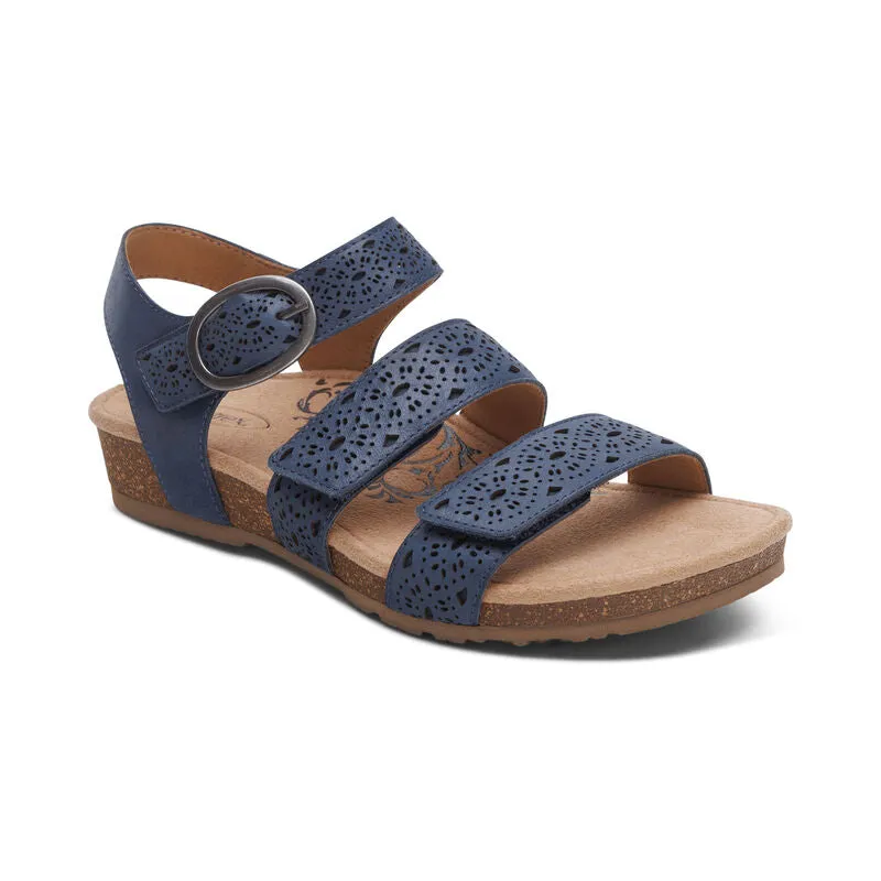 AETREX LILLY ADJUSTIBLE SANDAL - NAVY Reinforced toe