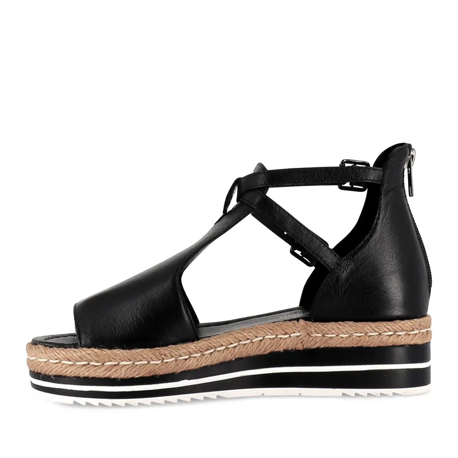 ALEXYS - BLACK LEATHER Outdoor Friendly Cool Sandals