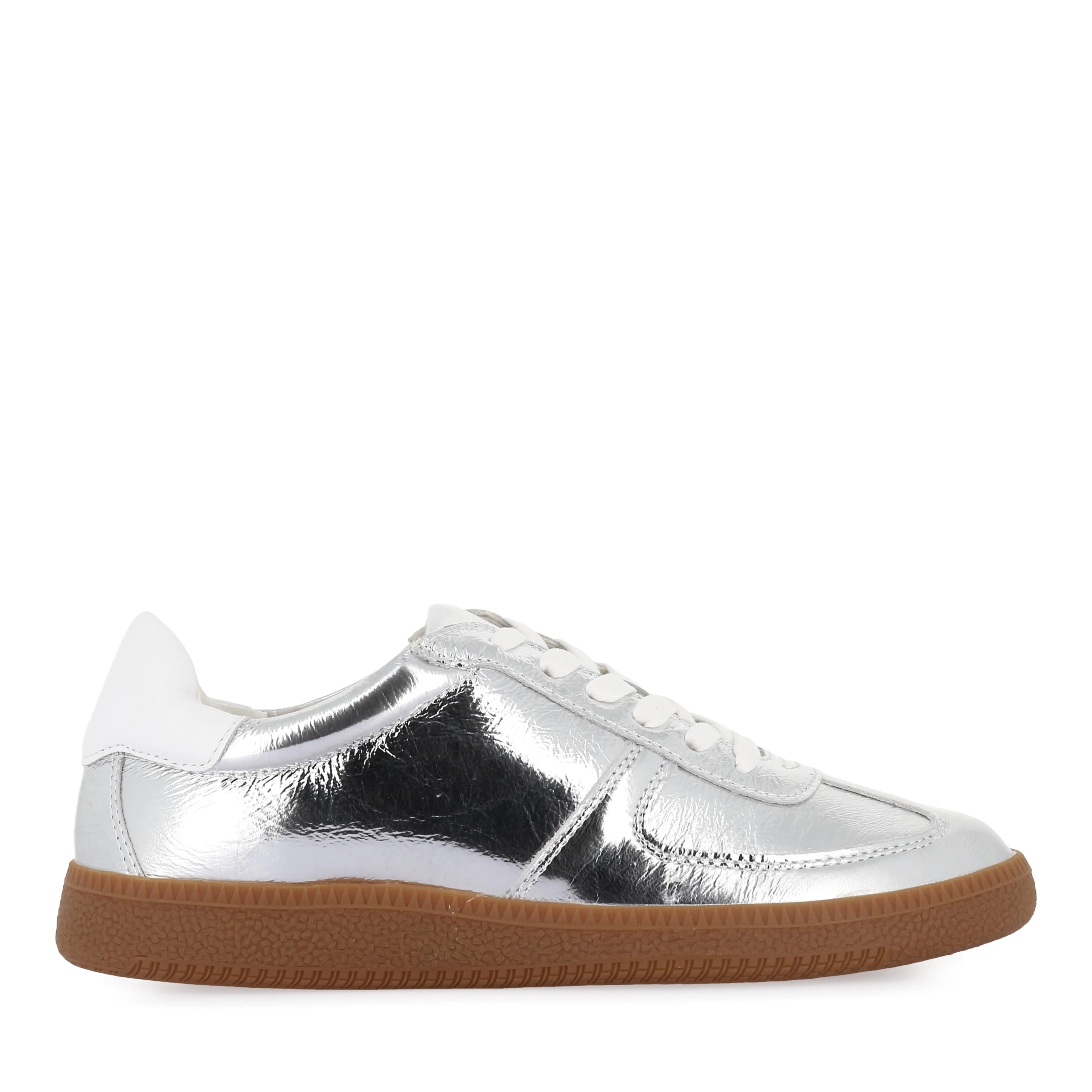 DARI - SILVER/GUM SHRUNKEN LEATHER Contoured Fit Layered sole