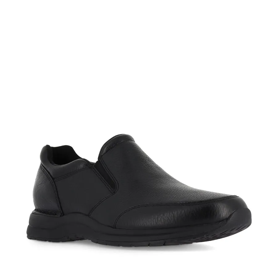 Stitched Detailing Heel Steady EDGE HILL SLIP ON - BLACK LEATHER