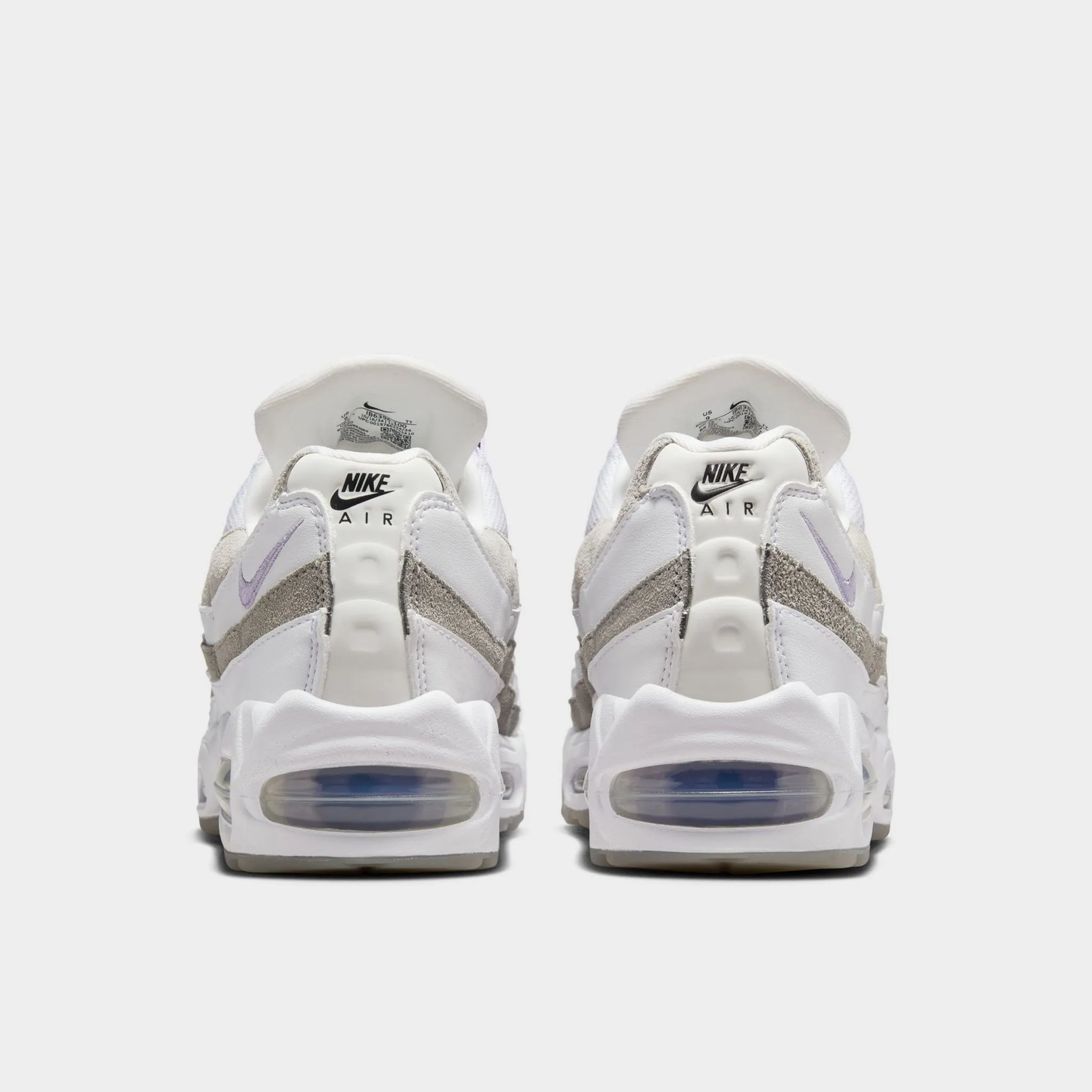 Nike Women's Air Max 95 White / Hydrangeas - Light Graphite Tidy look Impact Absorbing Insoles
