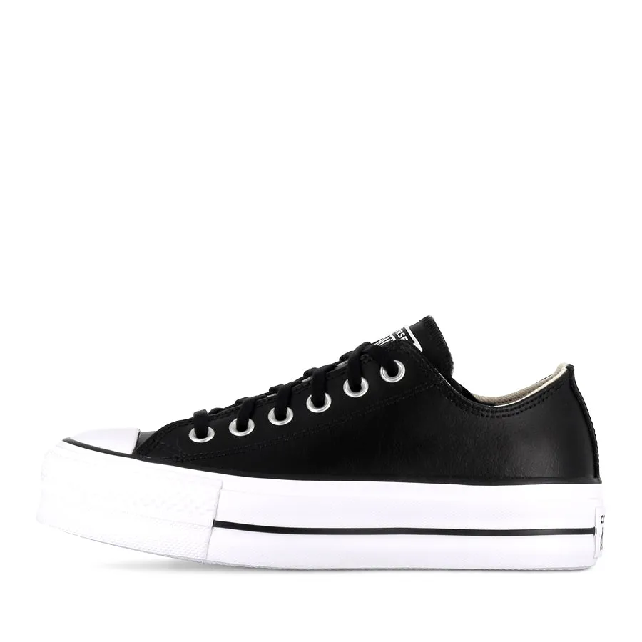 Comfy Wear Logo Bold ALL STAR LIFT LOW LEATHER - BLACK BLACK WHITE