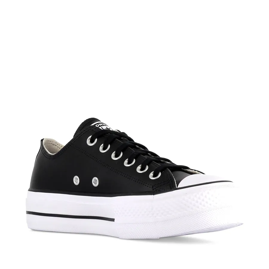 ALL STAR LIFT LOW LEATHER - BLACK BLACK WHITE Warm Feet Pure Steps
