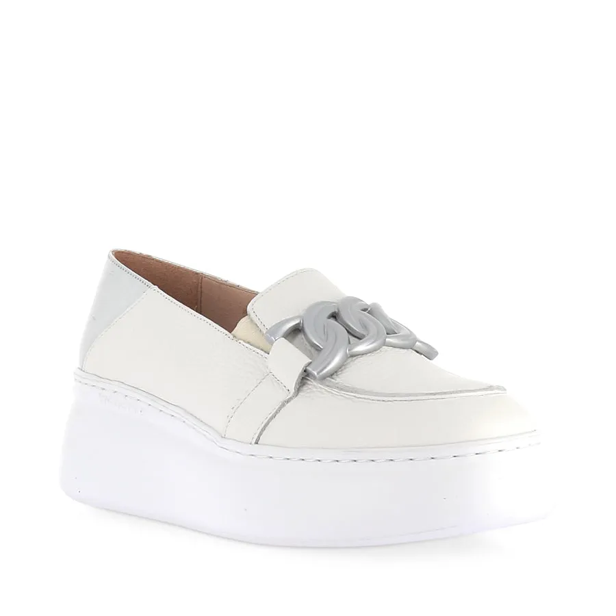 Stylish Slip-on Shoes Comfortable All-day Shoes AMAS A-2634 - OFF WHITE/SILVER LEATHER