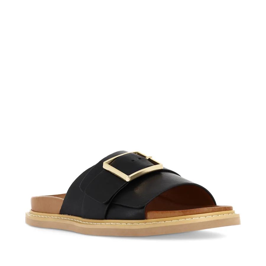 Waterproof Slides Sleek Finish DEDE - BLACK LEATHER