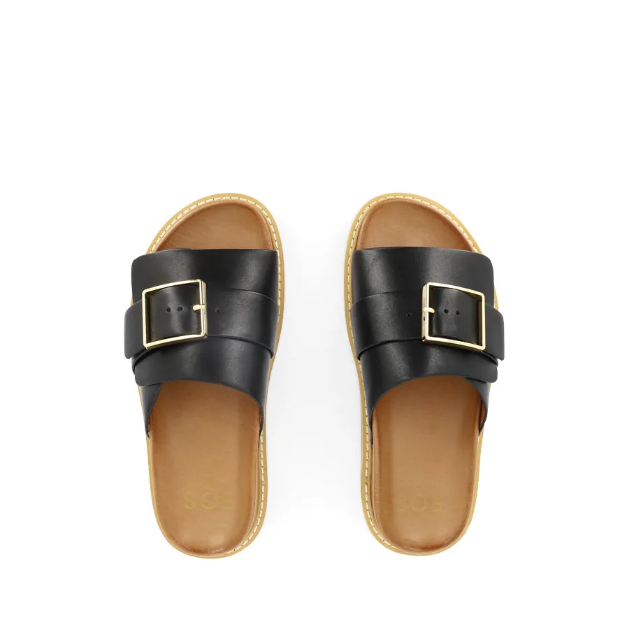 Beach Comfort Sandals DEDE - BLACK LEATHER