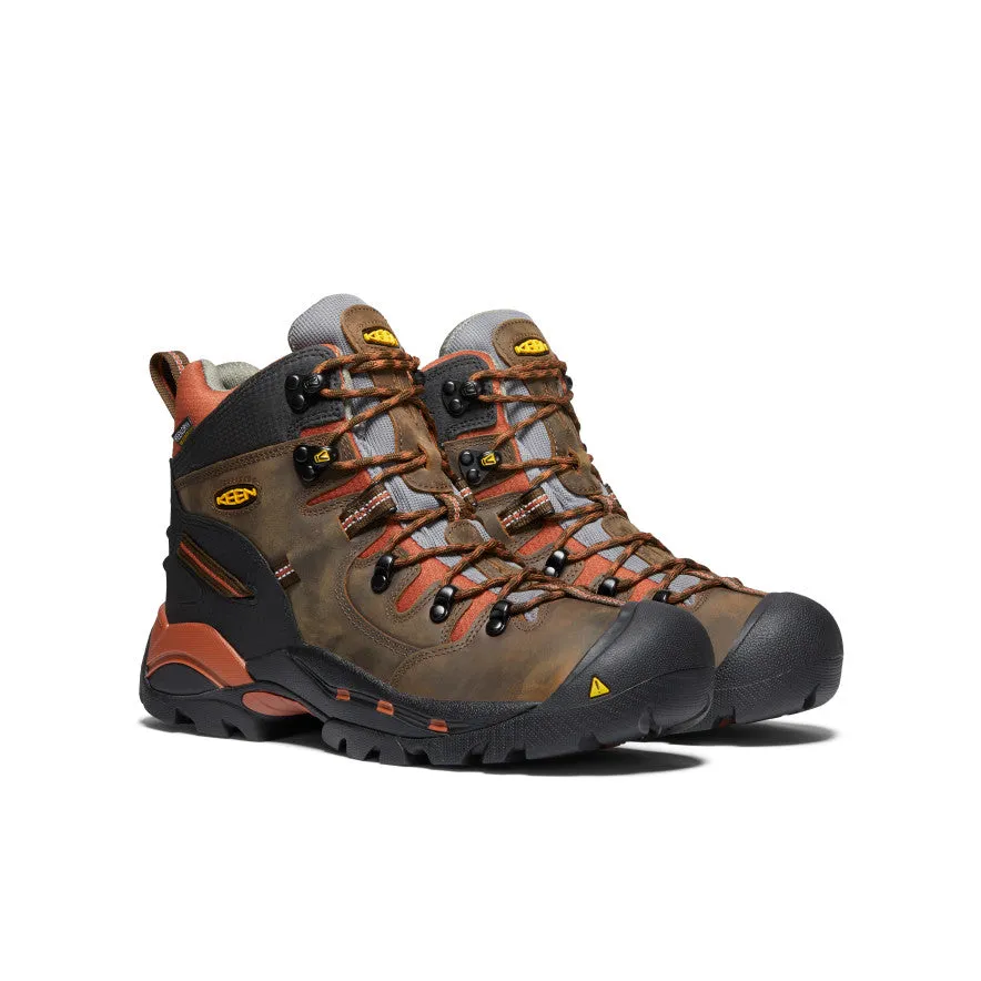 Sleek Finish Men's Pittsburgh 6" Waterproof Boot (Soft Toe)  |  Cascade Brown/Bombay Brown