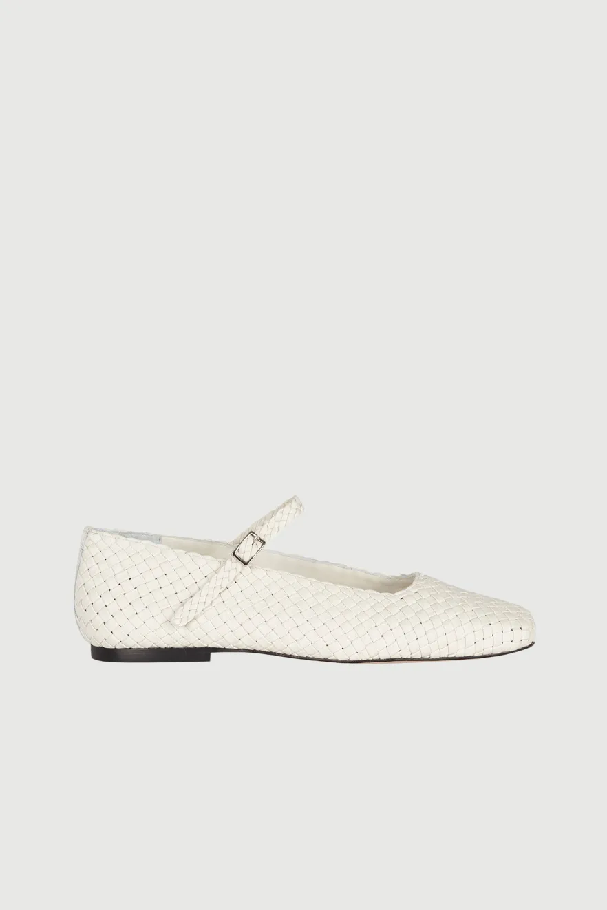 Julieta Mary Janes in Ivory Braided Leather Modern