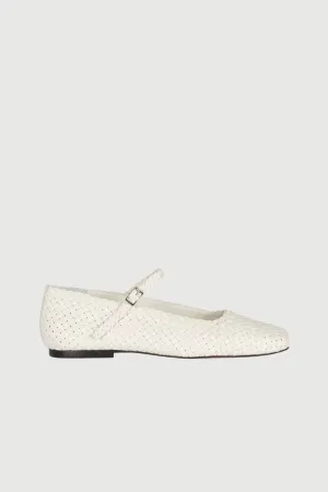Julieta Mary Janes in Ivory Braided Leather Modern
