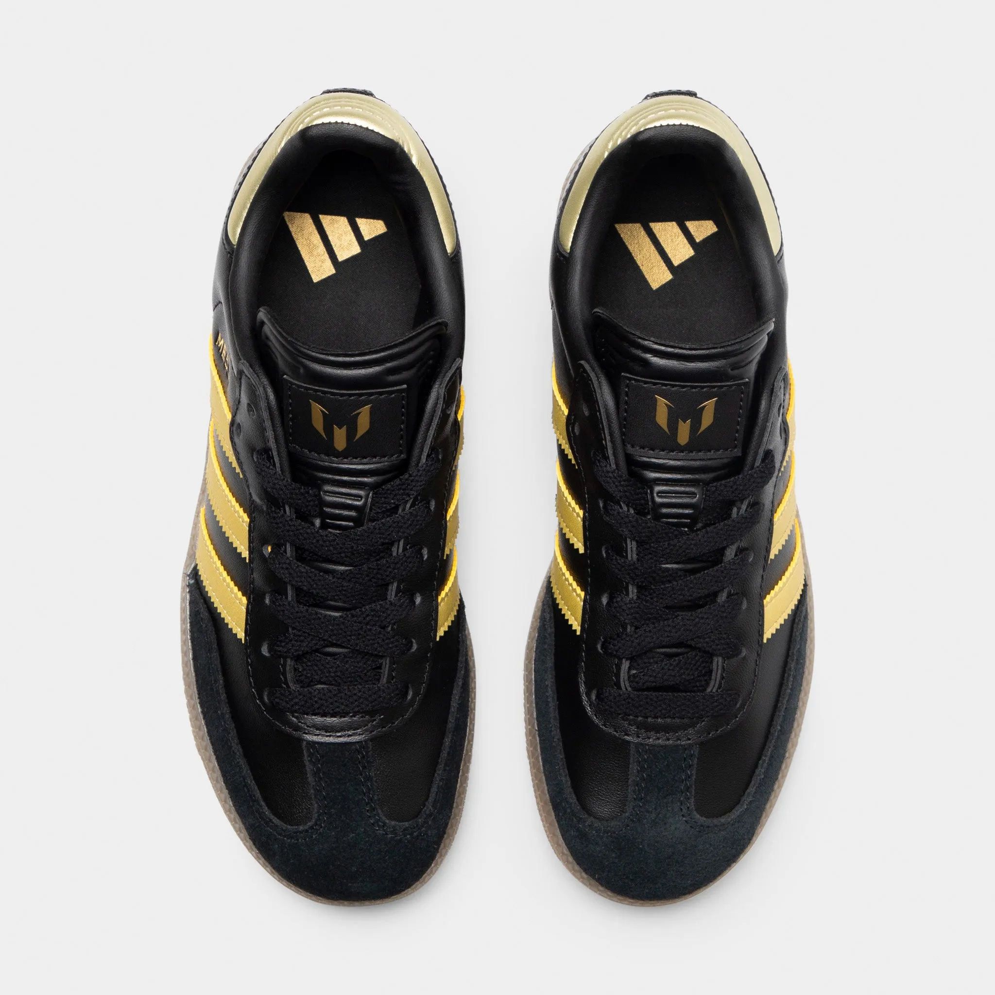 Minimalist Lacing Outfit Match adidas Juniors' Samba Messi Core Black / Gold Metallic - Gum