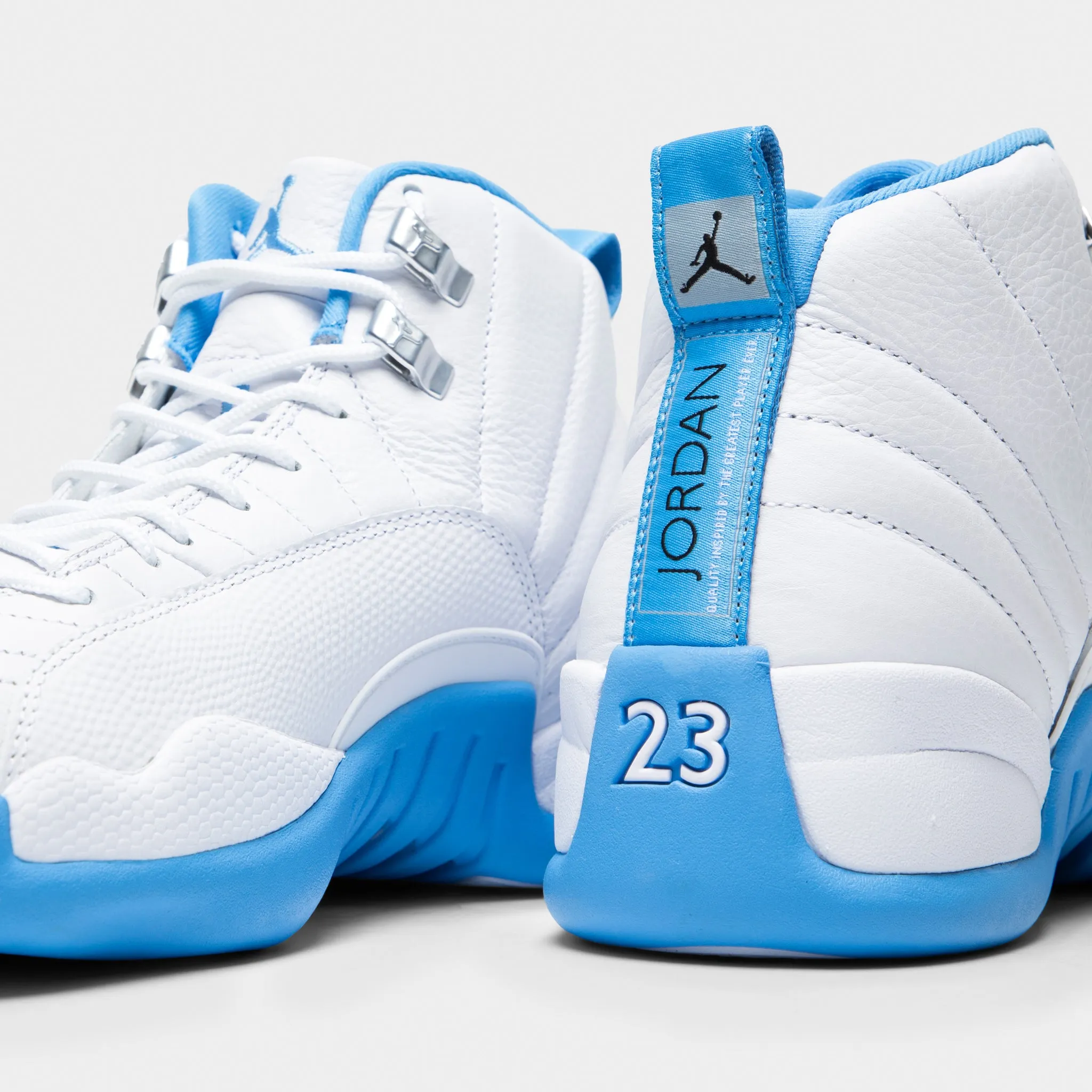 Jordan 12 Retro White / University Blue - Metallic Silver Vulcanized Sole