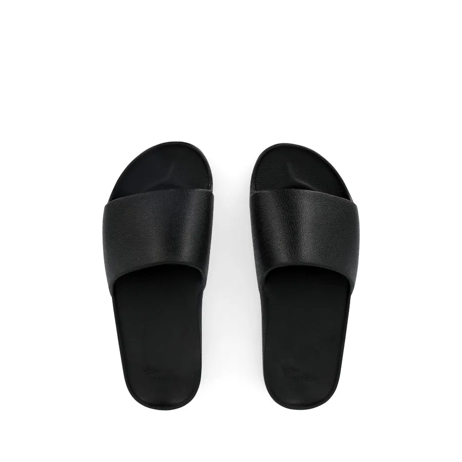 platform Relaxed Beach Shoes ARCH SUPPORT SLIDES - BLACK
