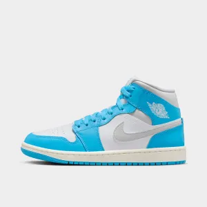 Maximum Flexibility Clean Cut Jordan Women's 1 Mid Dark Powder Blue / Neutral Grey - White