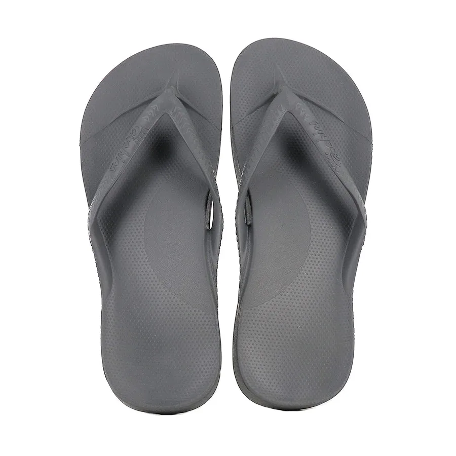 hollow design White Clean ARCH SUPPORT THONGS - CHARCOAL