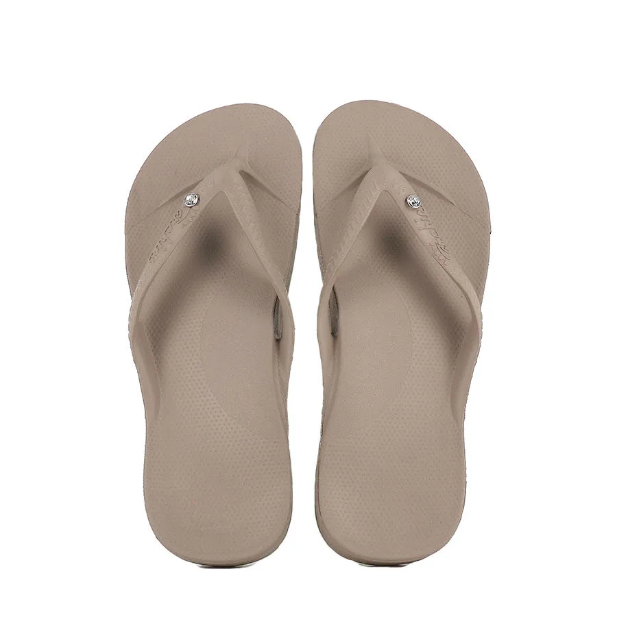 Foot Massage Flexible Flip-flops ARCH SUPPORT THONGS - TAUPE CRYSTAL