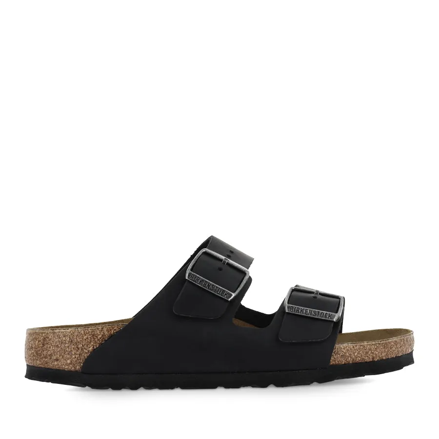 Soft Hot Weather ARIZONA NATURAL LEATHER NARROW - OILED BLACK LEATHER