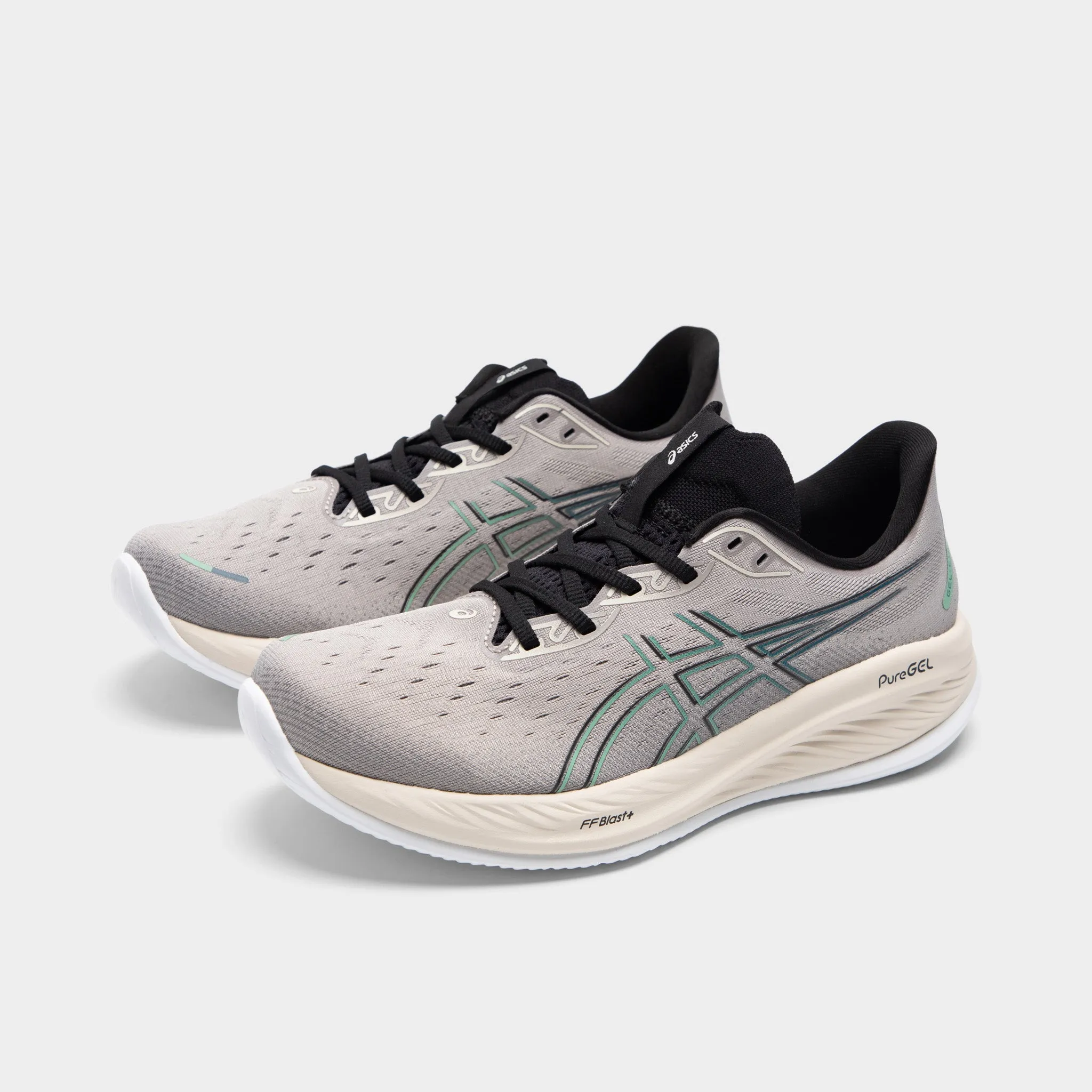 Rockered Outsole Design ASICS GEL-Cumulus 26 Moonrock / Dark Mint