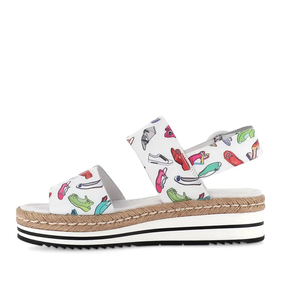 ATHA - WHITE SHOE PRINT LEATHER Ride Friendly Wedge Sole