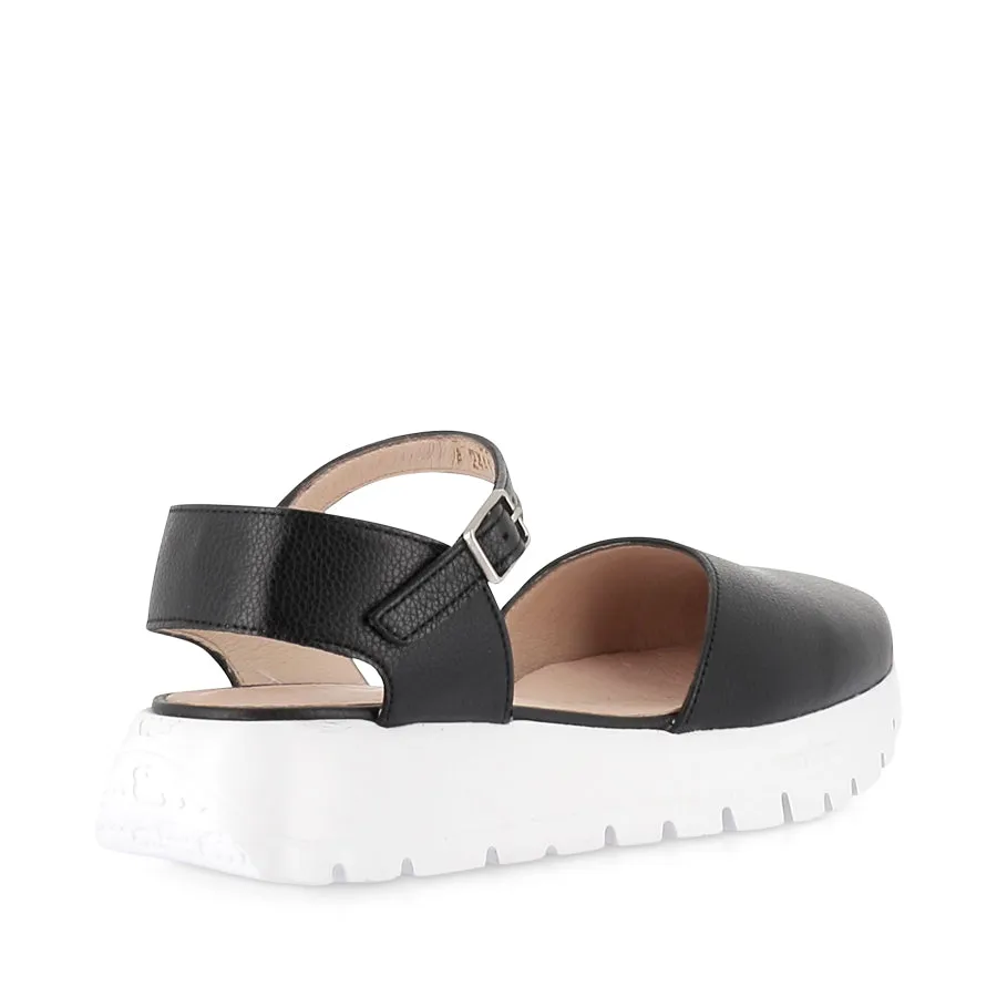 AVA A-2441 - BLACK LEATHER Boho Mood Comfy Open-toe Shoes