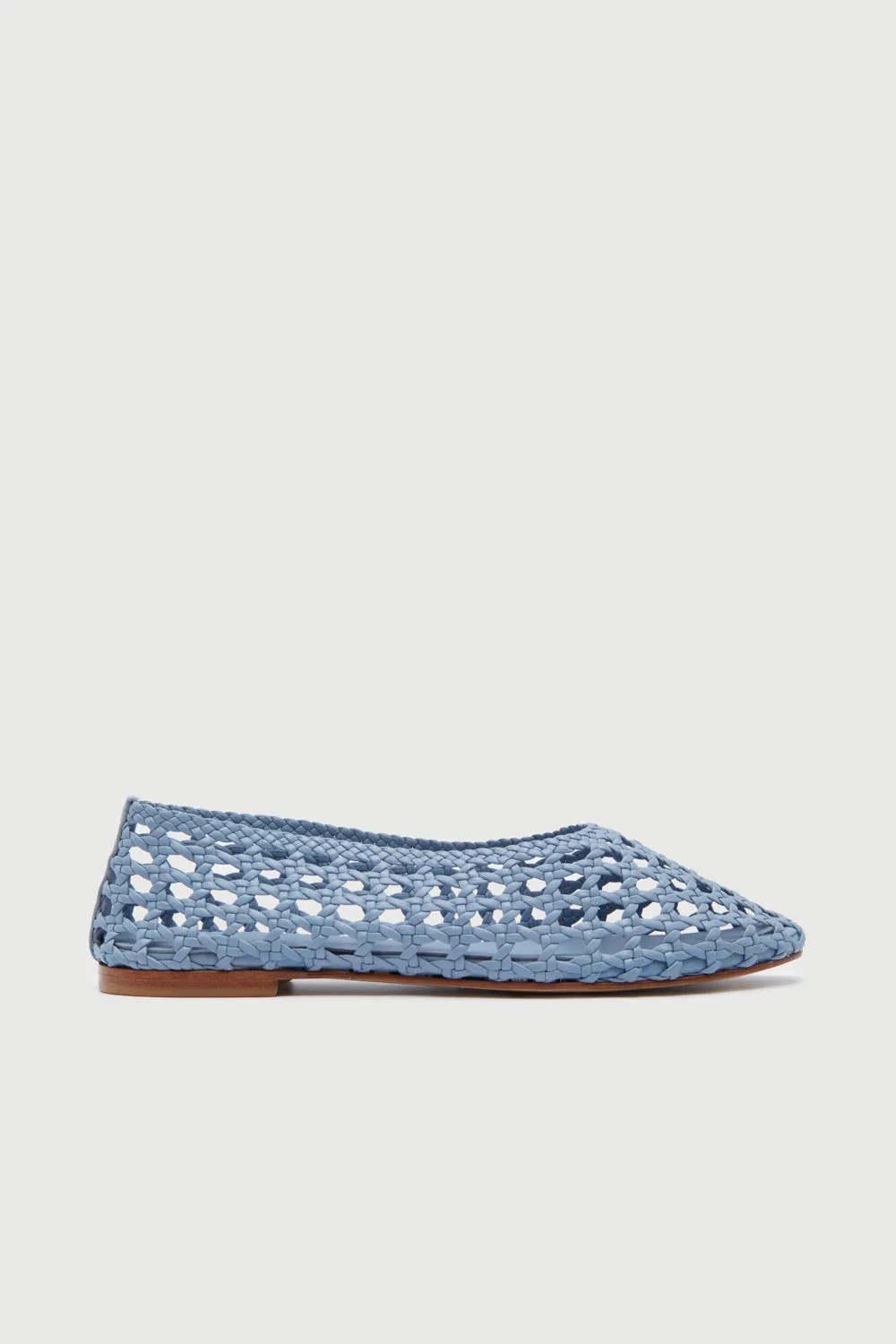 Ava Ballet Flats in Blue Woven Leather Soft Step