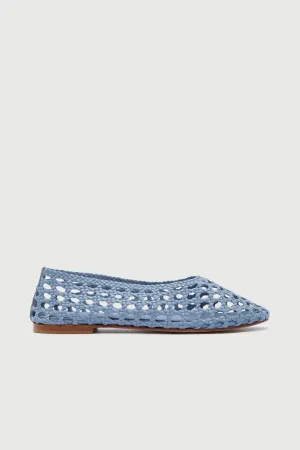 Ava Ballet Flats in Blue Woven Leather Soft Step