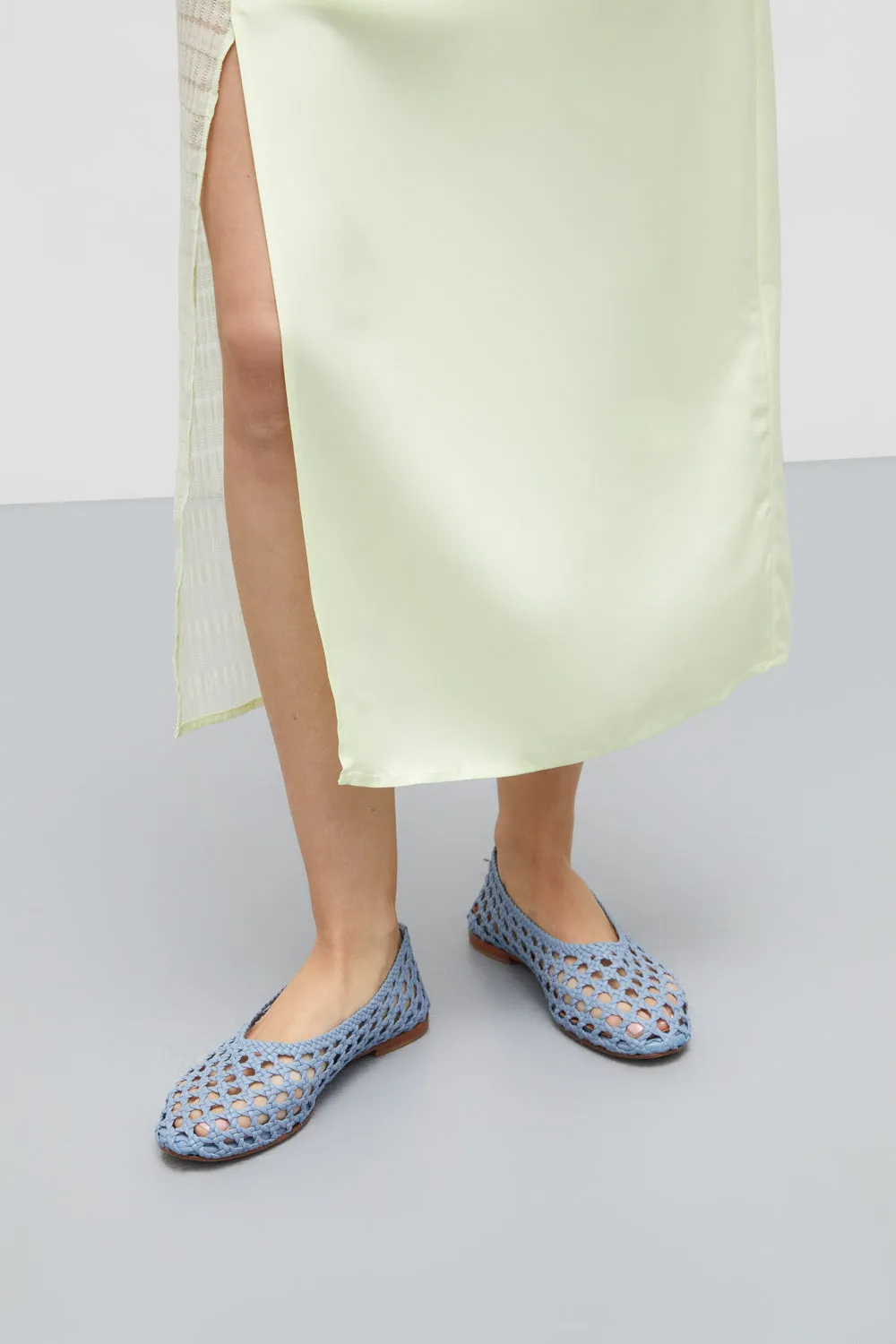 Everyday Go Ava Ballet Flats in Blue Woven Leather