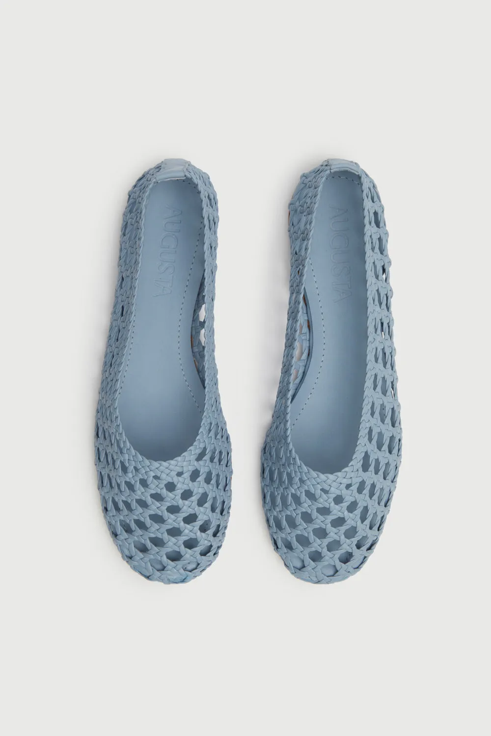 sole Morning Fresh Ava Ballet Flats in Blue Woven Leather