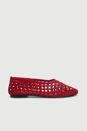 Patio Path Daily Comfort Ava Ballet Flats in Red Woven Leather