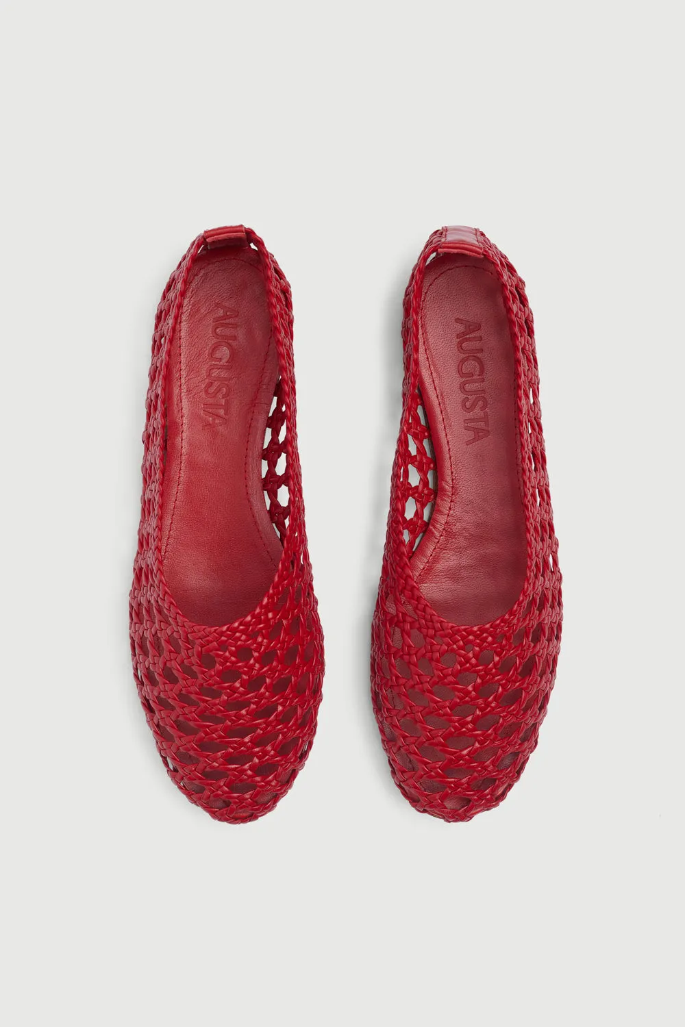 Ava Ballet Flats in Red Woven Leather Functional Flats