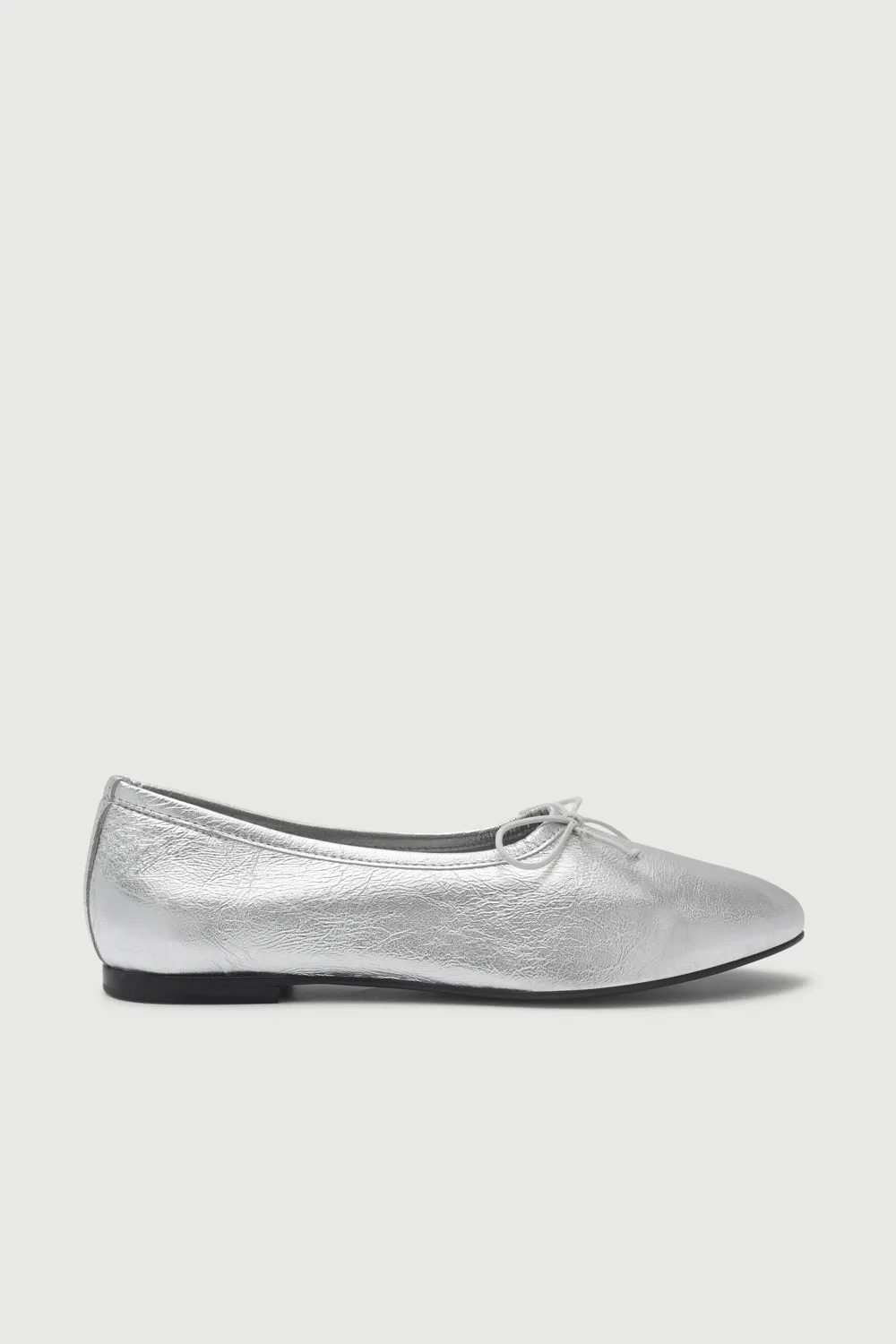 Ava Ballet Flats in Silver Leather Soft Sole Island View