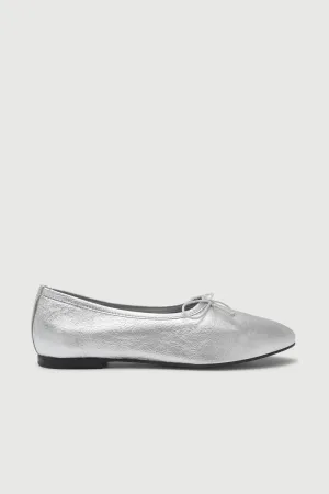 Ava Ballet Flats in Silver Leather Soft Sole Island View