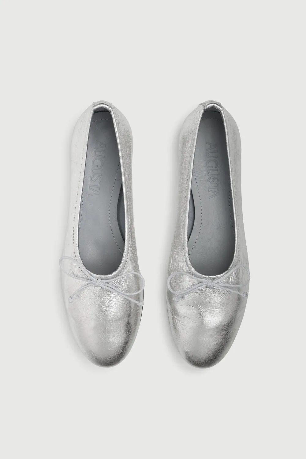Indoor Wear Ava Ballet Flats in Silver Leather