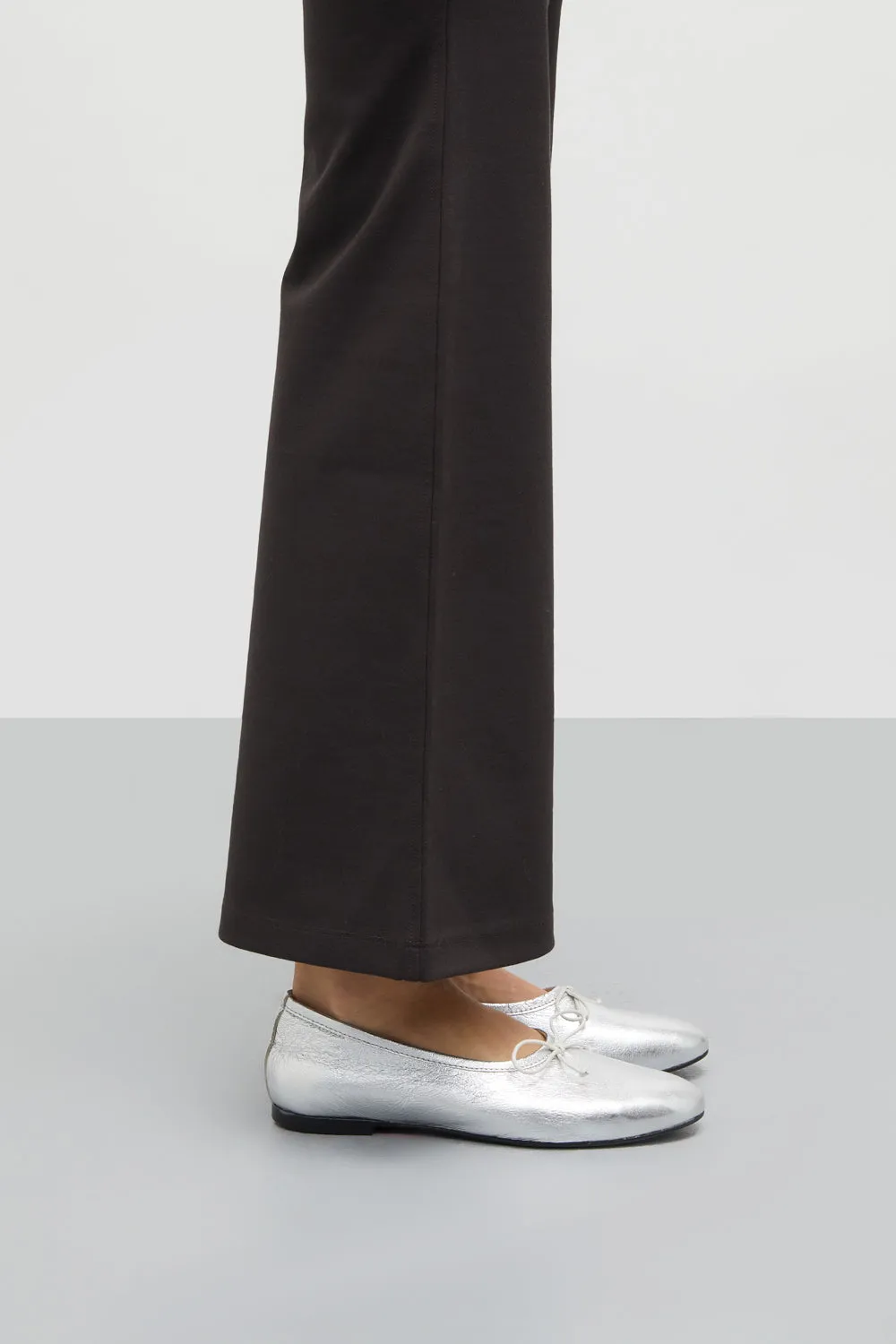 Shell Tone Ava Ballet Flats in Silver Leather